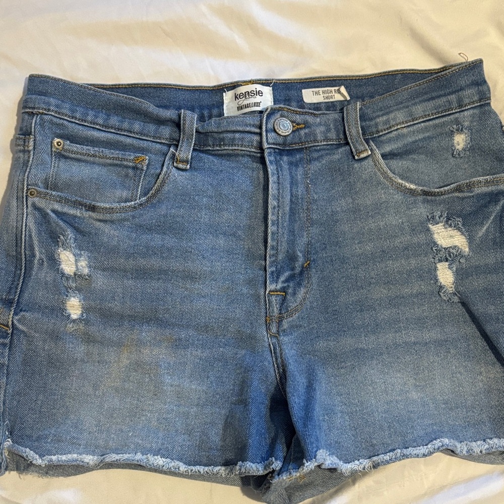 Kensie Women's Light Blue Distressed Jean Shorts
